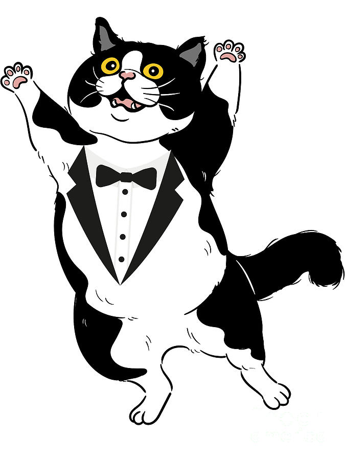 Tuxedo Cat Digital Art by Nina Prommer