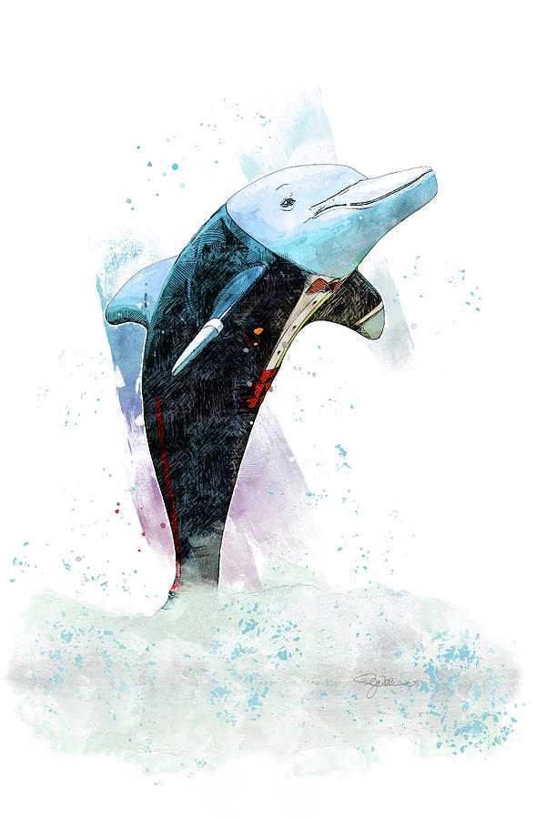 Tuxedo Dolphin Mixed Media by Pamela Williams