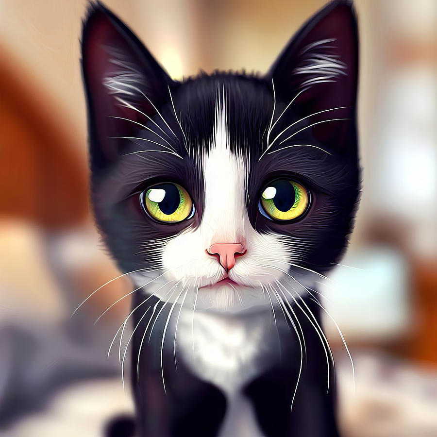 Tuxedo Kitten Digital Art by Jill Nightingale