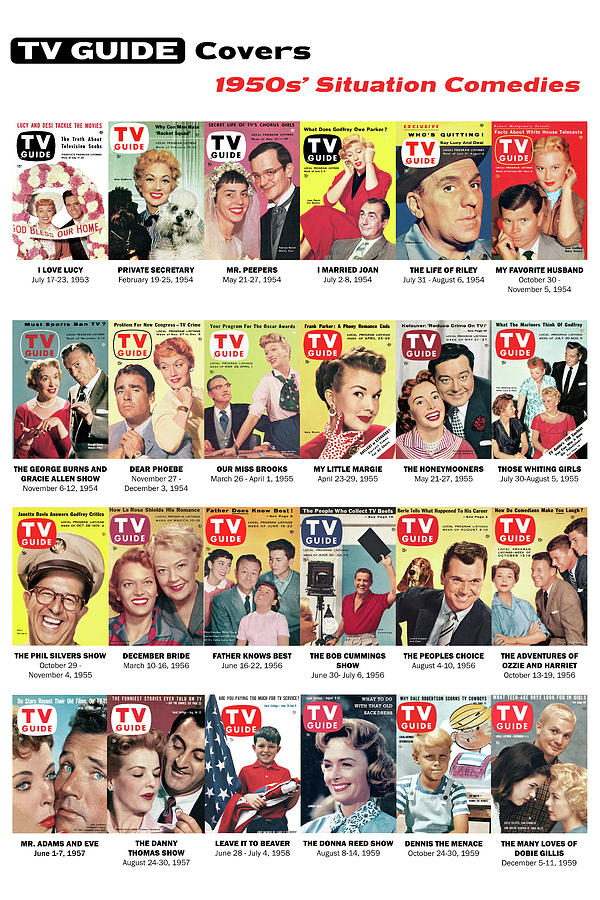 Television Photograph - TV Guide 1950s Situation Comedies by TV Guide Everett Collection