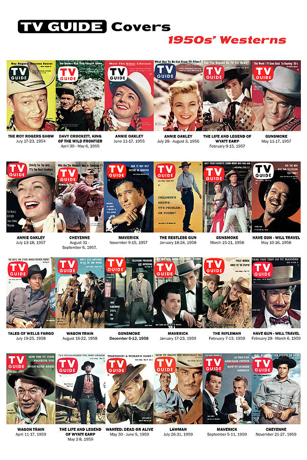 Maverick Photograph - TV Guide 1950s Westerns by TV Guide Everett Collection