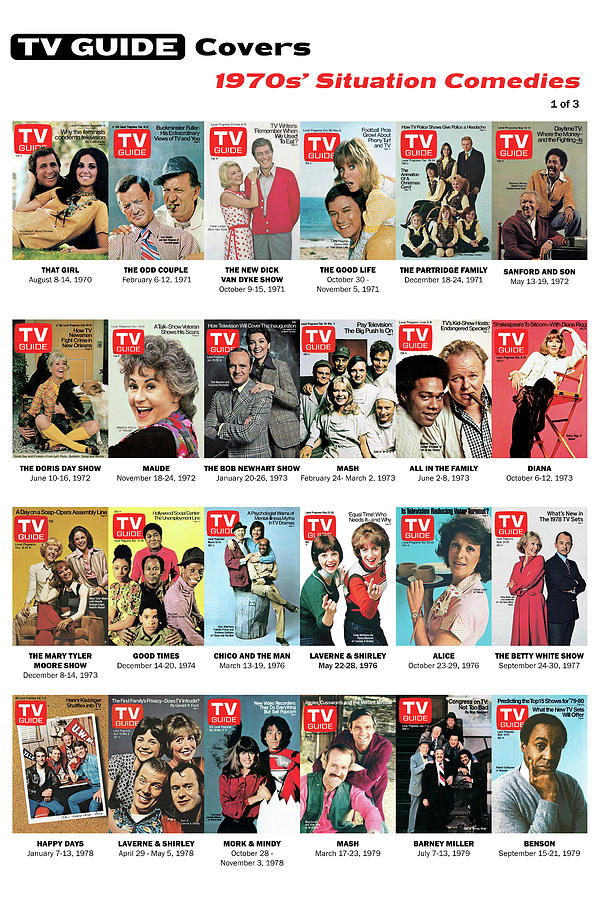 TV Guide 1970s Situation Comedies Photograph by TV Guide Everett Collection