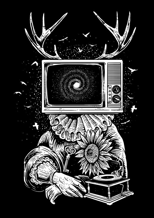 TV head Digital Art by Long Shot