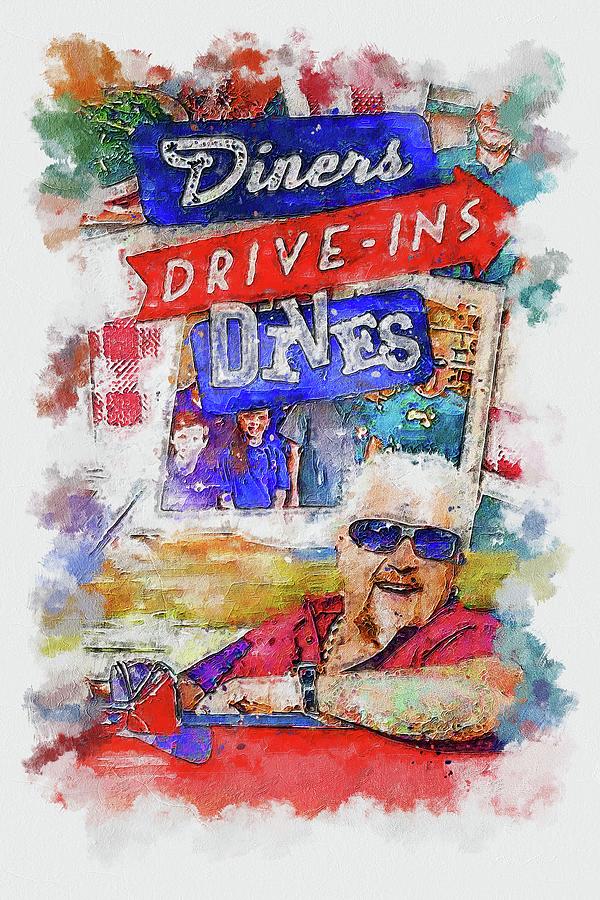 TV Show Diners Drive ins and Dives Mixed Media by Franz Elvie | Pixels