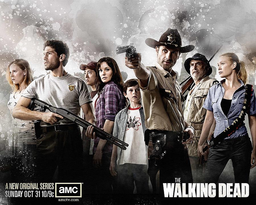 Tv Show The Walking Dead Cast Sarah Wayne Callies Lori Grimes Chandler Riggs Carl Grimes Andrew Lincoln Rick Grimes Laurie Holden Andre Digital Art By Rhett Salin