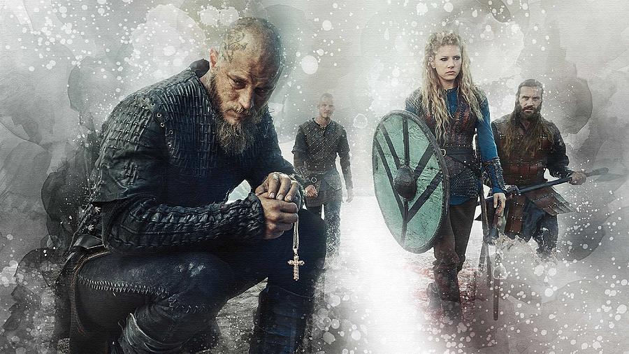 Tv Show Vikings Ragnar Lothbrok Lagertha Rollo Floki Digital Art By