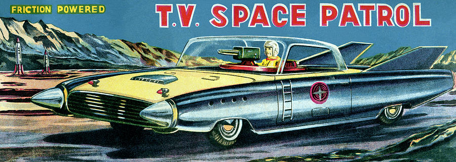 Vintage Drawing - T.V. Space Patrol Car by Vintage Toy Posters
