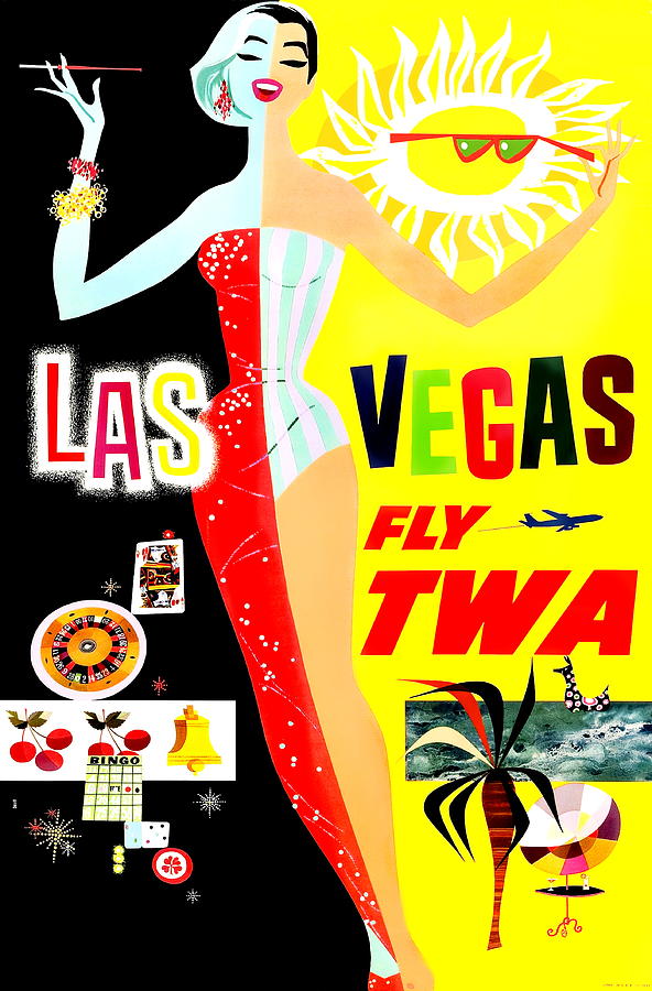TWA Las Vegas Travel Poster Digital Art by Susan Hope Finley