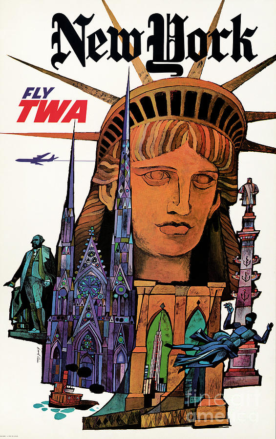TWA POSTER AD, c1970 Drawing by David Klein