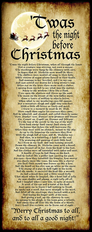 Twas the Night before Christmas Poem - Vertical Digital Art by Ginny ...