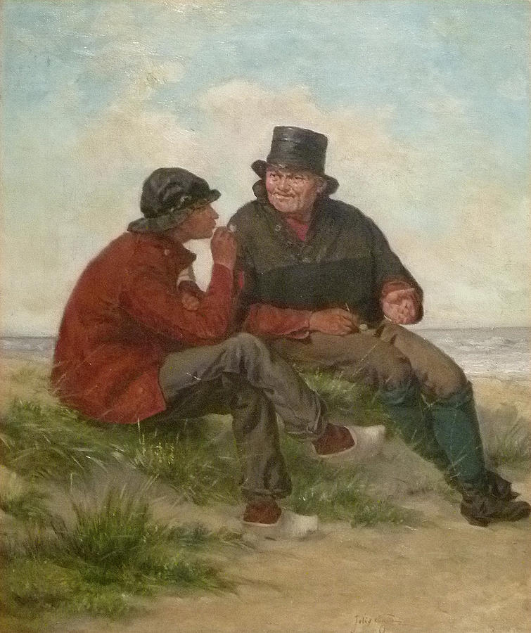 Twee vissers in de diuinen Two fishermen in the dunes Painting by Jo ...