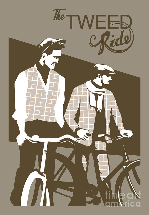 Tweed Ride Retro Cycling Painting by Sassan Filsoof