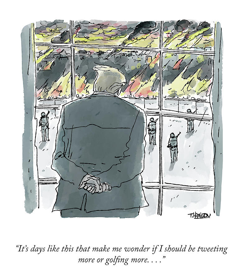 Tweeting More Or Golfing More Drawing by Tim Hamilton Tweeting More Or Golfing More Drawing by Tim Hamilton