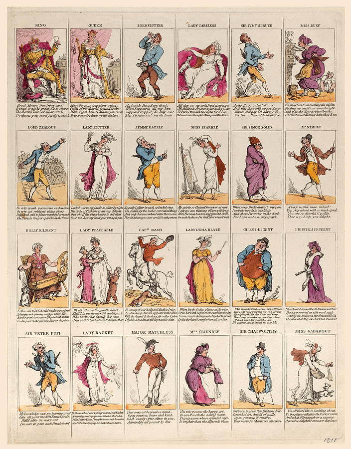 Twelfth Night Characters Drawing by Thomas Rowlandson
