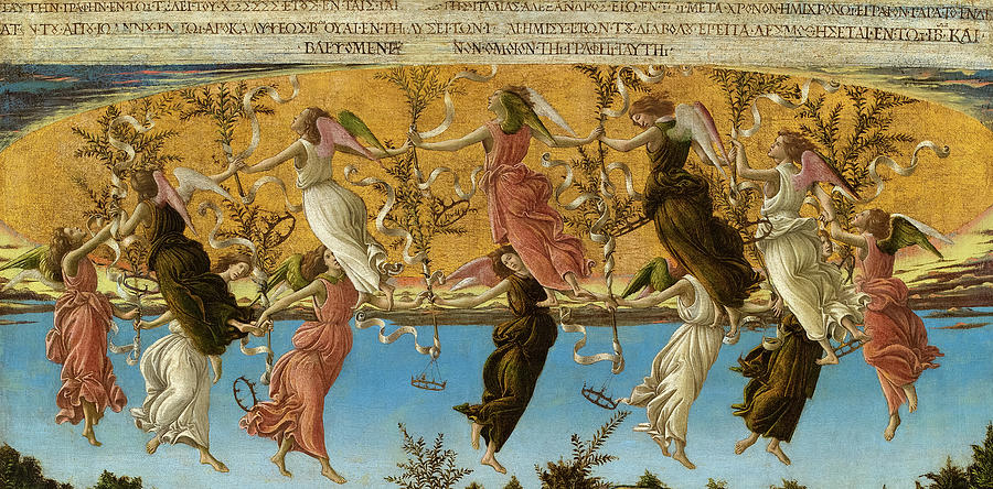 Sandro Botticelli Painting - Twelve Angels, Mystic Nativity by Sandro Botticelli