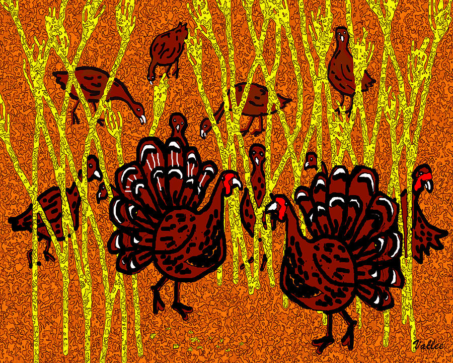 Twelve Turkeys Digital Art by Vallee Johnson