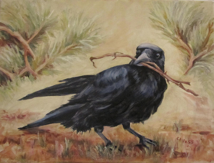 Twig Thief Painting by Cheryl Pass