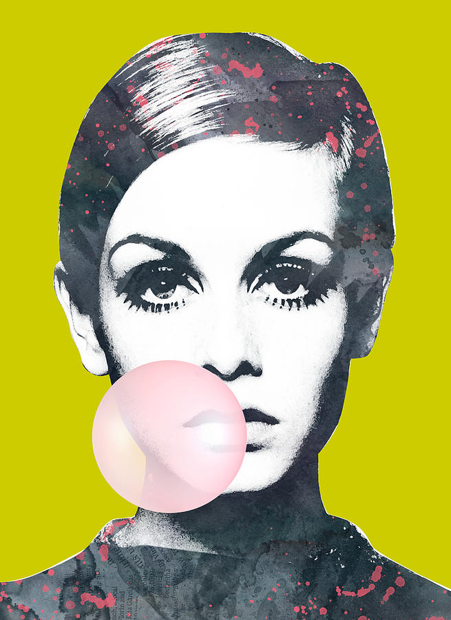 Twiggy Digital Art - Twiggy with bubble gum by Mihaela Pater Twiggy Digital Art - Twiggy with bubble gum by Mihaela Pater