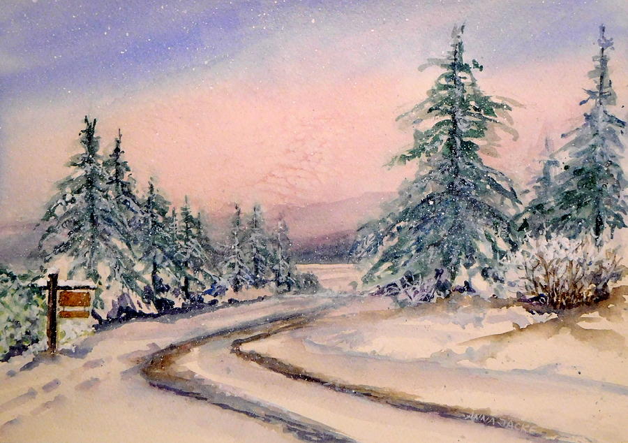 Twilght Snow Painting by Anna Jacke
