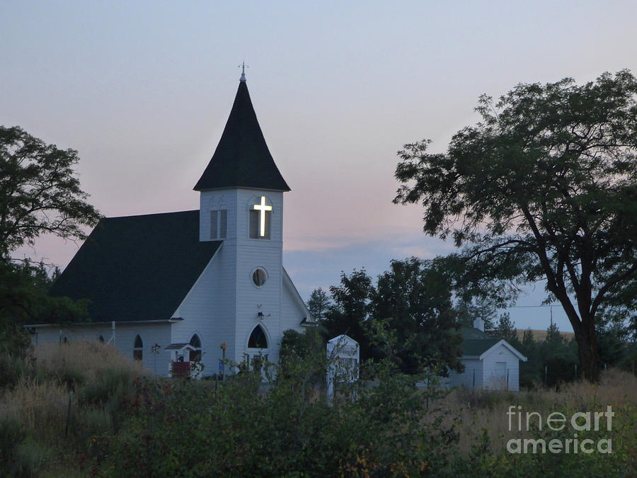 Twilight at Christ Lutheran Church Photograph by Charles Robinson