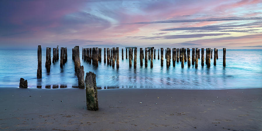 Twilight at Old Pier - South Beach Art Photo Photograph by Lily Malor