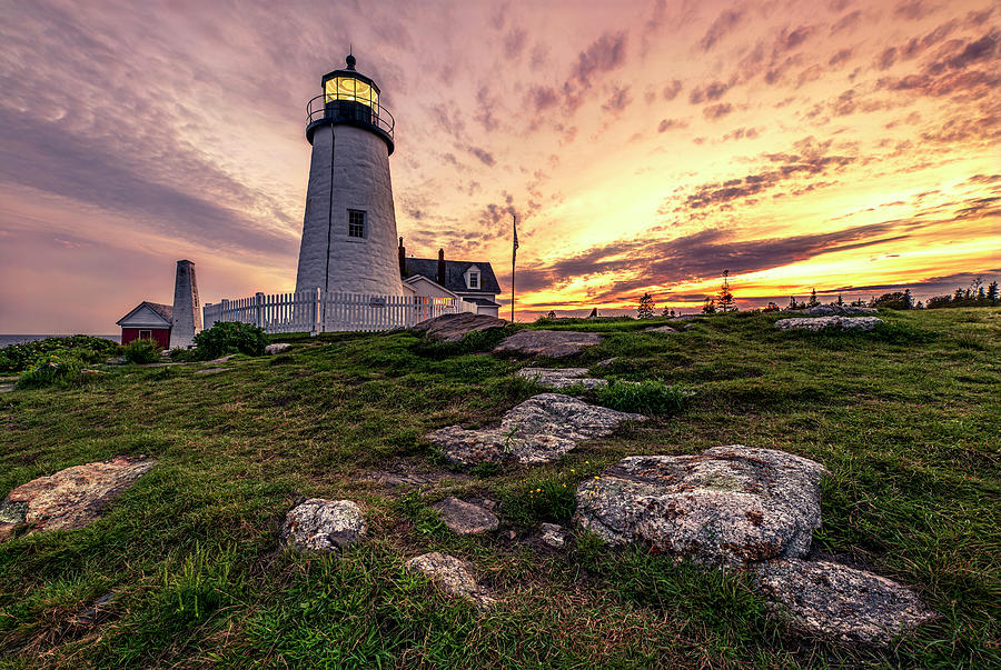 Twilight at Penaquid Point Lighthouse Photograph by Andy Crawford