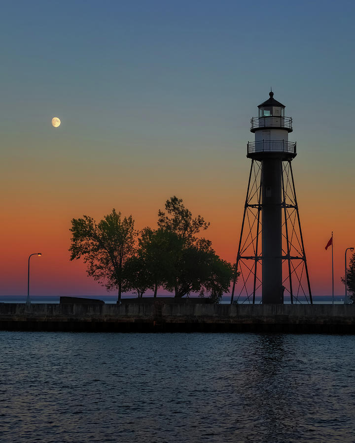 Twilight at the Duluth South Breakwater Inner Light Photograph by Susan Rissi Tregoning