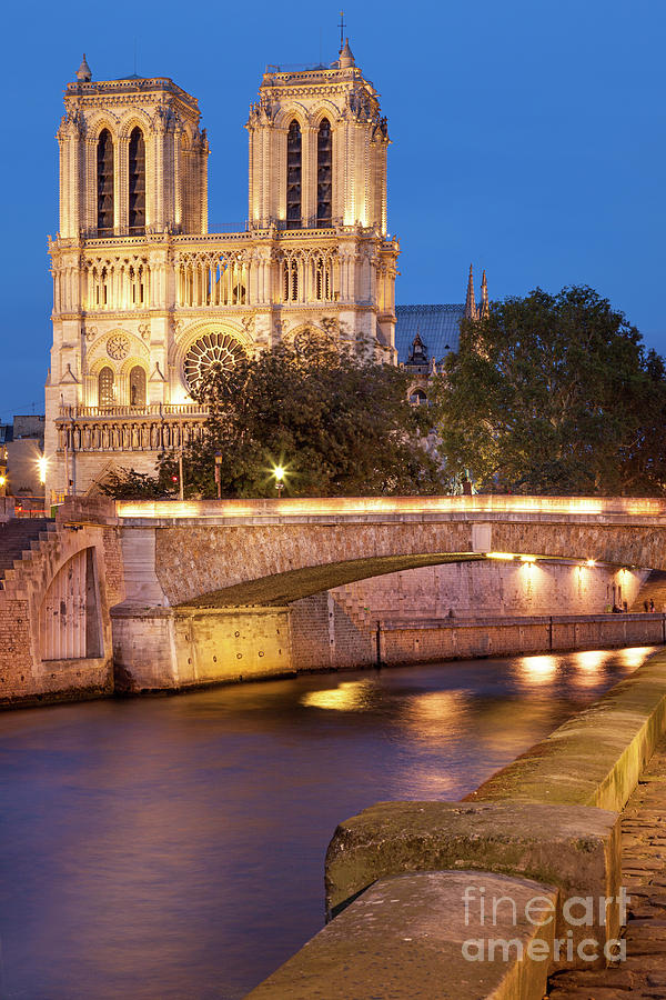 Twilight below Cathedral Notre Dame Photograph by Brian Jannsen