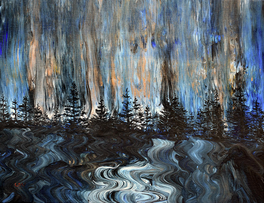 Twilight Blue Rain in the Pacific Northwest Painting by Laura Iverson