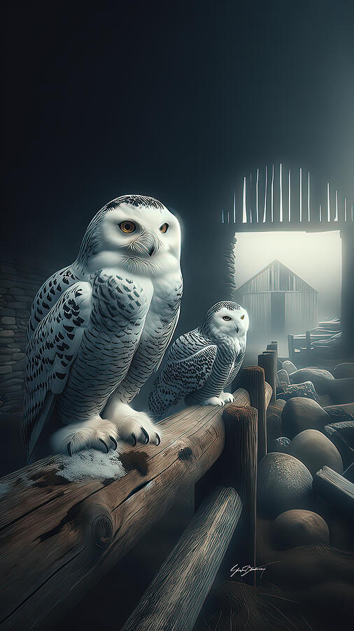 Snowy Owls Digital Art - Twilight Guardians by Shawn Blackmore