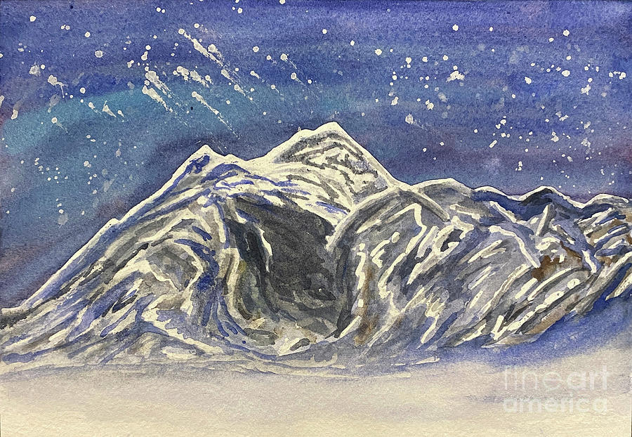 Twilight Mountain Painting by Lisa Neuman