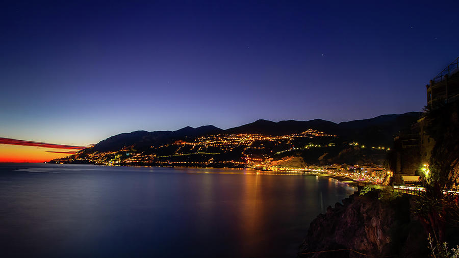 Twilight on Amalfi coast Photograph by Umberto Barone