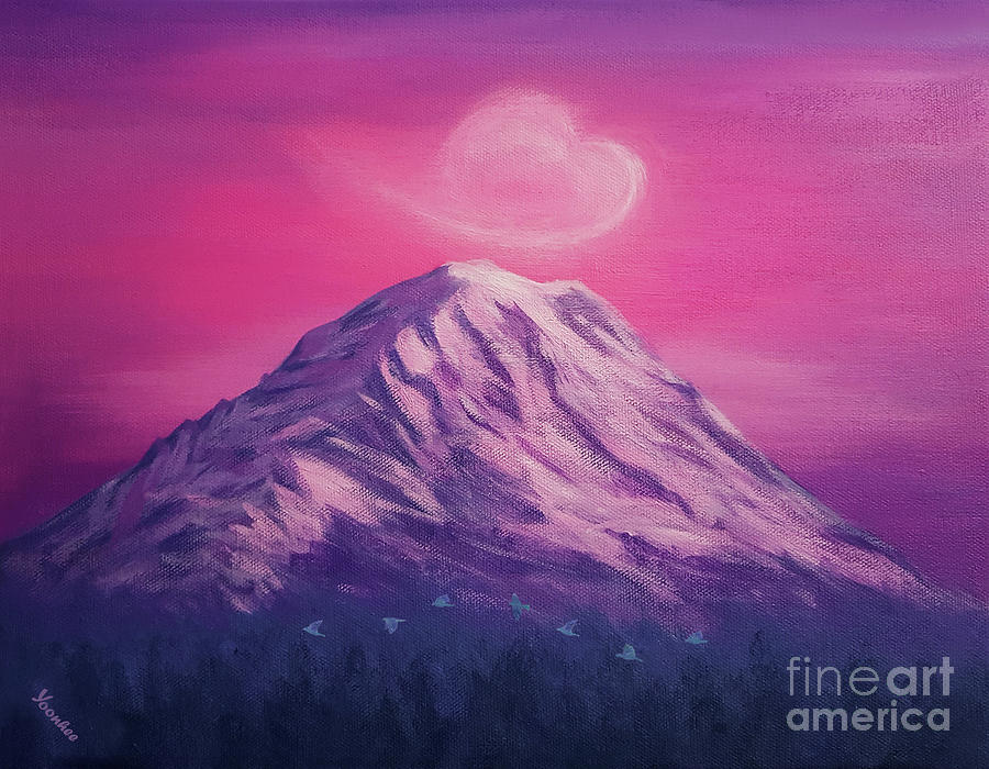 Twilight on Mount Rainier Painting by Yoonhee Ko
