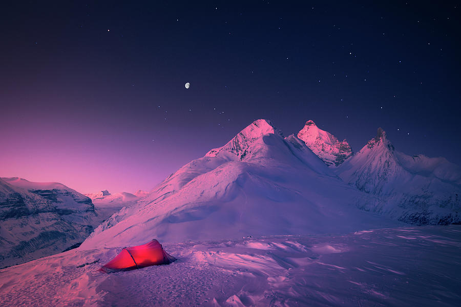 Twilight on Mountain Photograph by Henry w Liu
