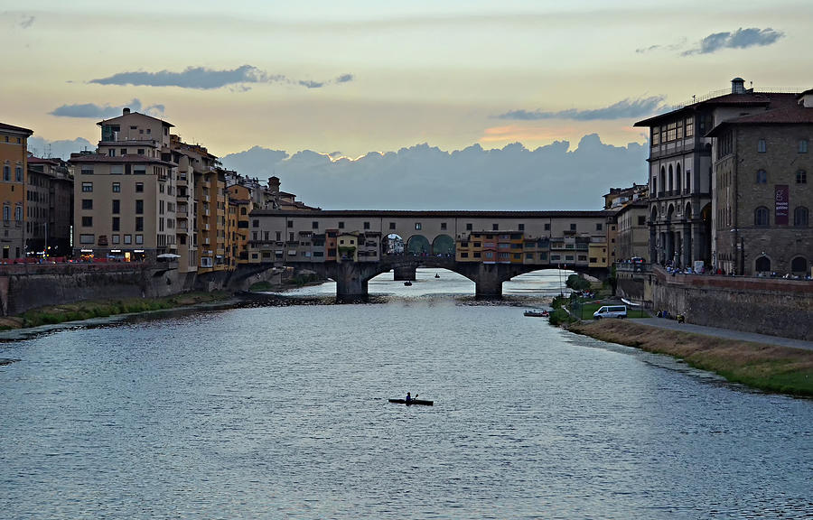Twilight on the Arno River Florence Italy Photograph by Shawn OBrien