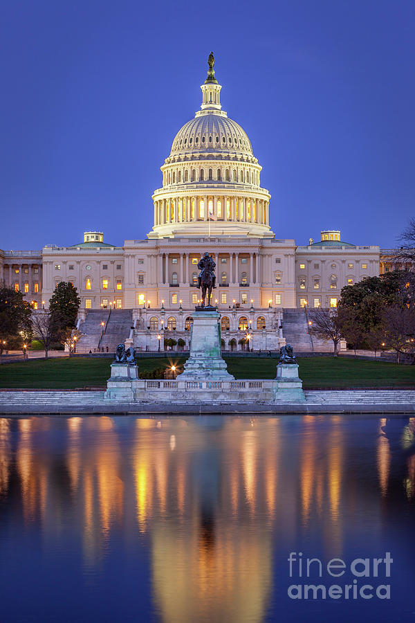 Architecture Photograph - Twilight over US Capitol by Brian Jannsen