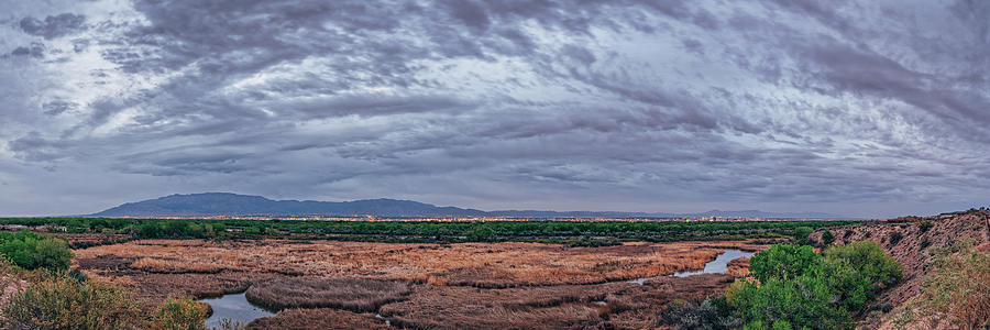 Twilight Panorama of Albuquerque Skyline and Sandia Mountains - New Mexico Land of Enchantment Photograph by Silvio Ligutti