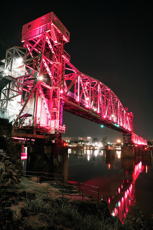 Twilight Reverie - The Enchanting Junction Bridge And Lively Heart Of Little Rock Photograph