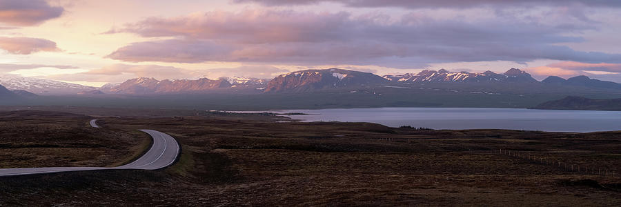 Twilight Road to Thingvellir, Iceland 3x1 Photograph by William Dickman