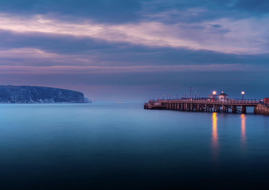 Twilight Stillness at Swanage Photograph by John Wright Twilight Stillness at Swanage Photograph by John Wright