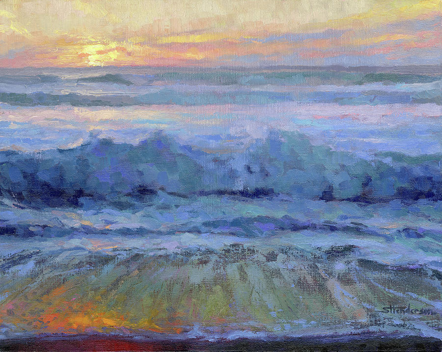 Sunset Painting - Twilight Surf by Steve Henderson