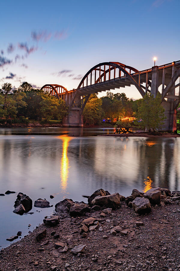 Architecture Photograph - Twilight Tranquility at Cotter Bridge by Gregory Ballos