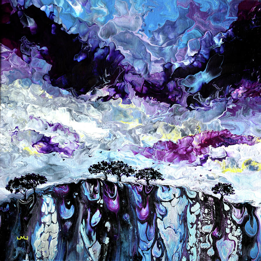 Twilight Trees on a Hill Painting by Laura Iverson