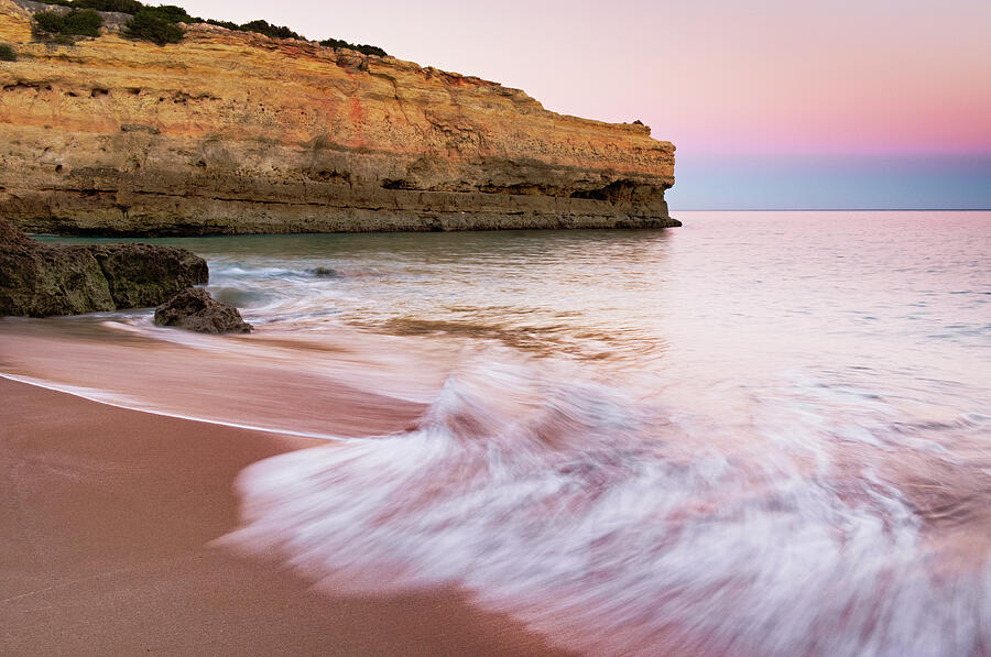 Twilight Waves in Albandeira Beach Photograph by Angelo DeVal