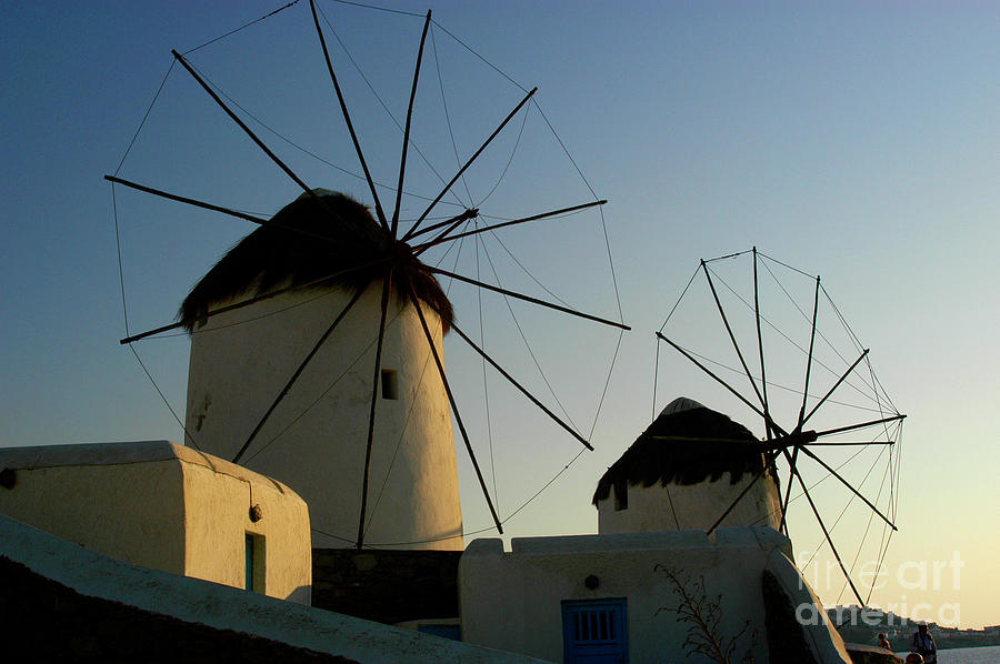 Twilight Windmills of Mykonos Photograph by Gunther Allen