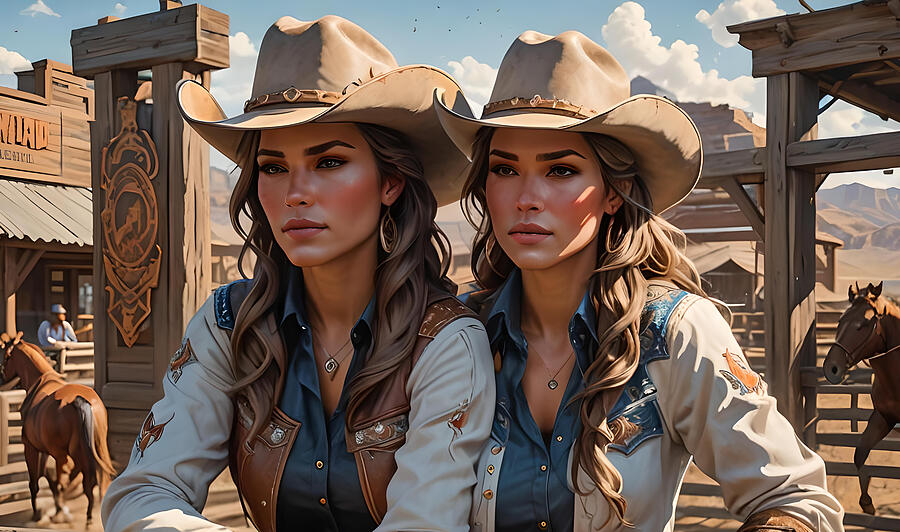 Twin Cowgirls 1 Digital Art by Floyd Snyder - Fine Art America