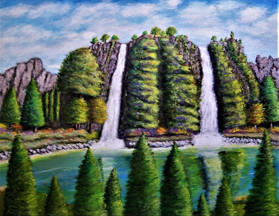 Twin Falls Painting by Gregory Dorosh