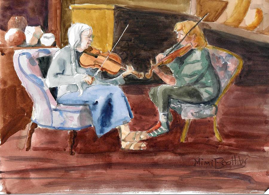 Twin Fiddlers Painting by Mimi Boothby