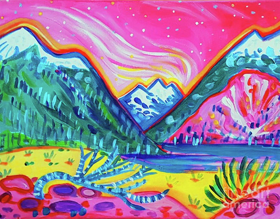 Twin Lakes Twighlight Painting by Rachel Houseman