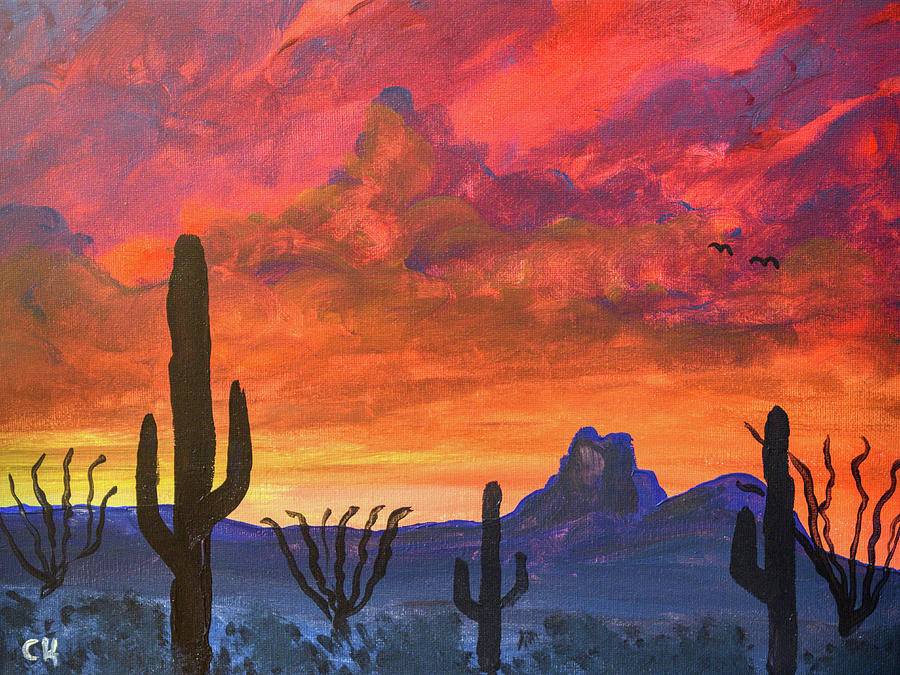 Twin Peaks Sunset Painting by Chance Kafka